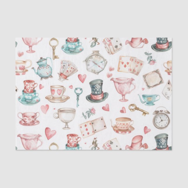 Papier Mousseline Watercolor Alice Pattern  (Recto)