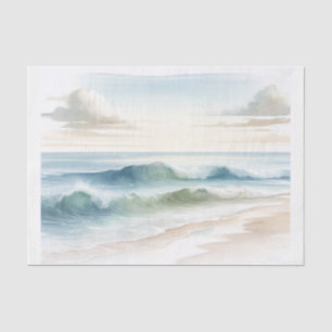 Papier Mousseline Watercolor Beach Waves Coastal Beach Wedding