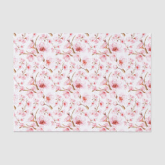 Papier Mousseline Watercolor Cherry Blossom | Floral Pink White