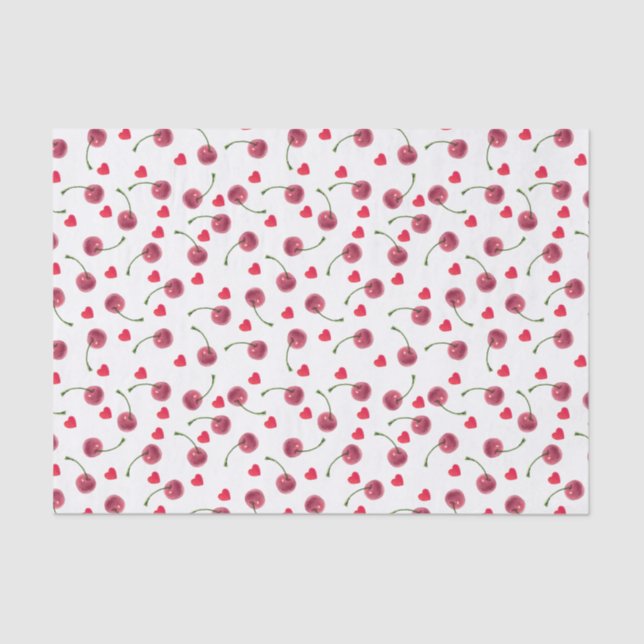 Papier Mousseline Watercolor Cherry Heart (Recto)