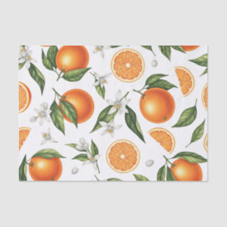 Papier Mousseline Watercolor Citrus Orange Botanical Pattern Tissue 