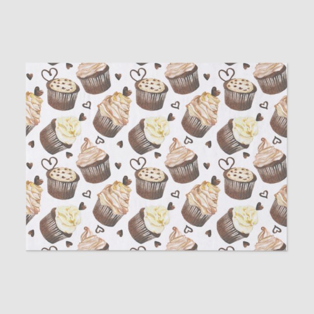 Papier Mousseline Watercolor cupcakes (Recto)
