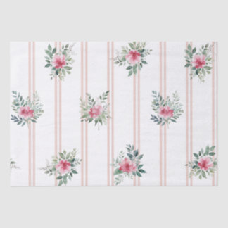 Papier Mousseline Watercolor Flowers & Stripes