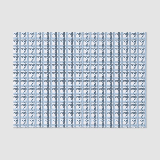 Papier Mousseline Watercolor Navy et Blue Plaid (Recto)