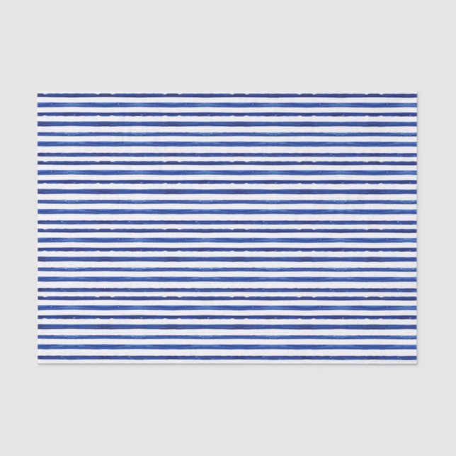 Papier Mousseline Watercolor Navy et White Stripes (Recto)