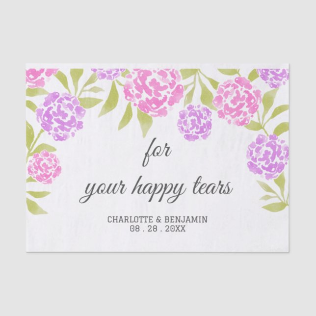 Papier Mousseline Watercolor Peony Happy Tears Mariage (Recto)