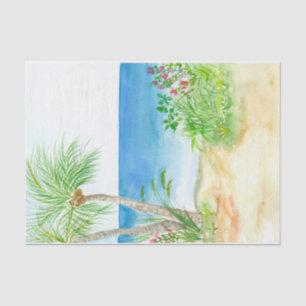 Papier Mousseline Watercolor Tropical Beach Tissu Papier