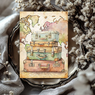 Papier Mousseline Watercolor vacances été valises rétro