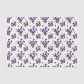 Papier Mousseline Watercolor Violet Flowers Bouquet 