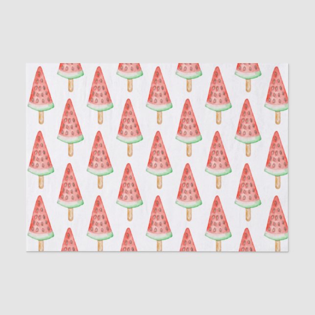 Papier Mousseline Watercolor Watermelon Popsicle (Recto)