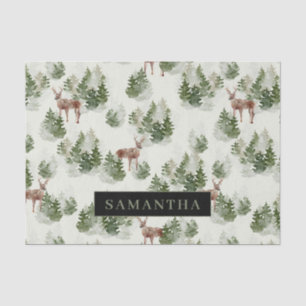 Papier Mousseline Watercolor Winter Forest Motif sans joint