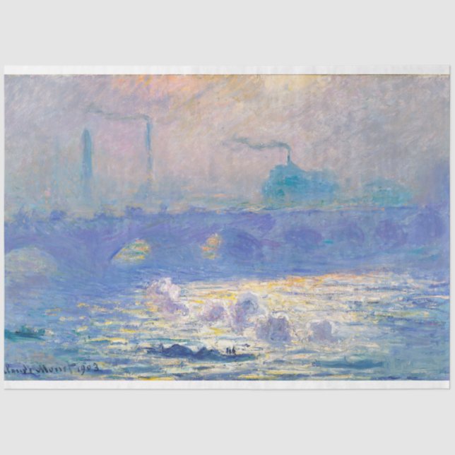 Papier Mousseline Waterloo Bridge (Londres), Monet (Recto)