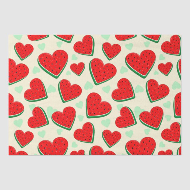 Papier Mousseline Watermelon Heart Valentine's Day Free Palestine (Recto)