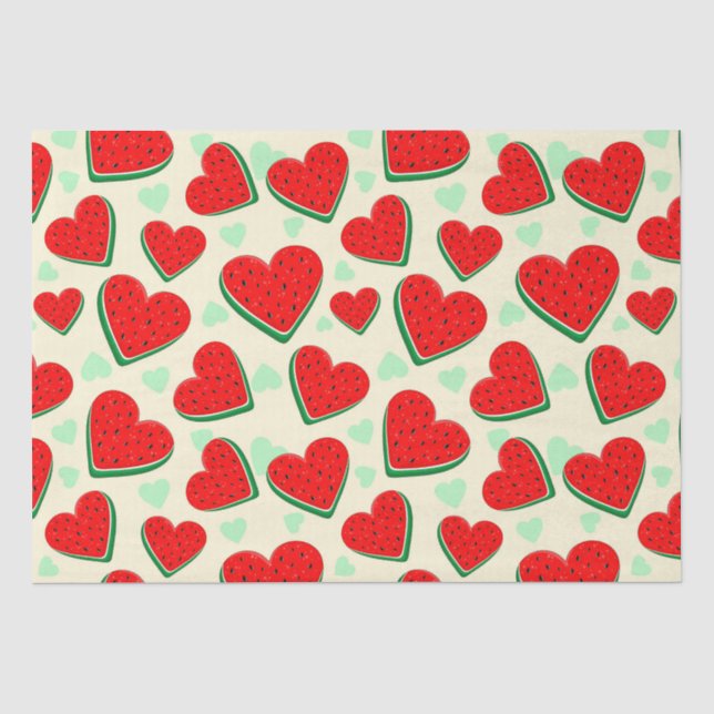 Papier Mousseline Watermelon Heart Valentine's Day Free Palestine (Recto)