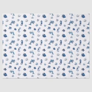 Papier Mousseline Wedgewood Blue Ocean Créatures !