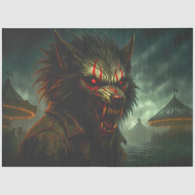 Papier Mousseline Werewolf Hauné Carnaval Gothique Horreur Halloween (Recto)