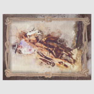 Papier Mousseline Western Barrel Racing Cowgirl Decoupage