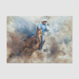 Papier Mousseline Western Barrel Racing Cowgirl Decoupage