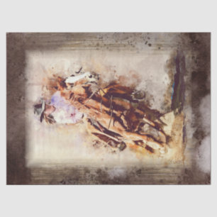 Papier Mousseline Western Barrel Racing Cowgirl Decoupage