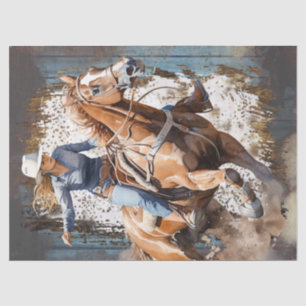 Papier Mousseline Western Barrel Racing Cowgirl Decoupage