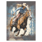 Western Barrel Racing Cowgirl Decoupage