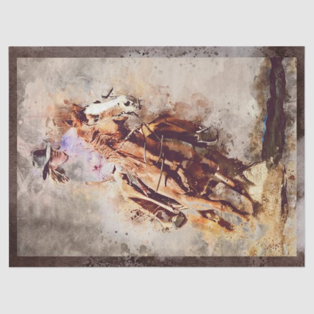 Papier Mousseline Western Barrel Racing Cowgirl Decoupage (Recto)