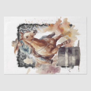 Papier Mousseline Western Barrel Racing Cowgirl Decoupage
