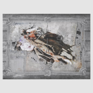 Papier Mousseline Western Barrel Racing Cowgirl Decoupage