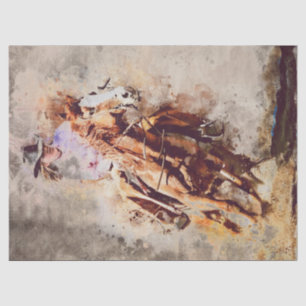 Papier Mousseline Western Barrel Racing Cowgirl Decoupage