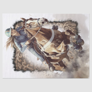 Papier Mousseline Western Barrel Racing Cowgirl Decoupage