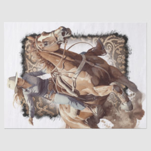 Papier Mousseline Western Barrel Racing Cowgirl Decoupage