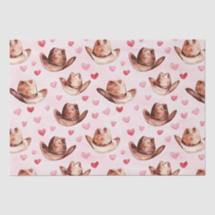 Papier Mousseline Western Brown Rose Cowgirl Coeurs Casquette Annive