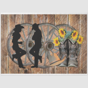 Papier Mousseline Western Cowboy Boots Casquette Sunflower Wagon Whe