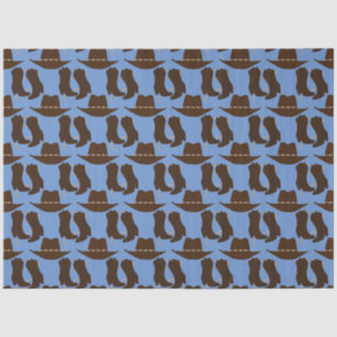 Papier Mousseline Western Cowboy Casquette and Boots Blue