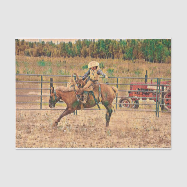 Papier Mousseline Western Cowboy Country Horse équitation Tissu Papi (Recto)