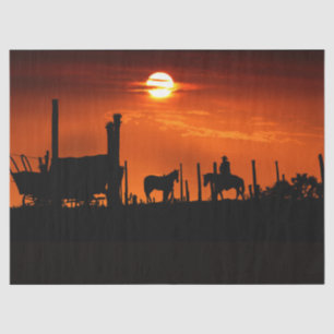 Papier Mousseline Western Cowboy Desert Sunset 14 Découpage