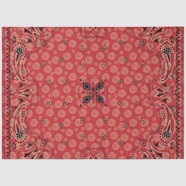 Papier Mousseline Western Paisley Red Bandana Imprimer Découpage L (Recto)