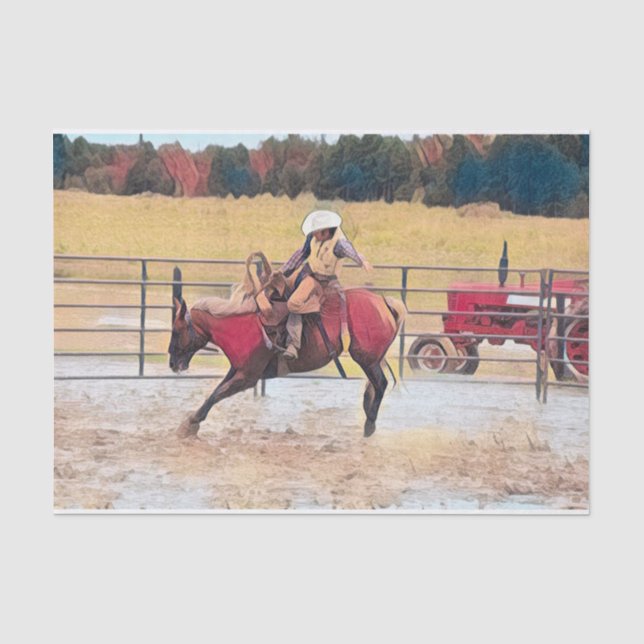 Papier Mousseline Western Rodeo Country Horse Art (Recto)