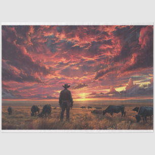 Papier Mousseline Western Sky Cowboy Trail Ride Decoupage