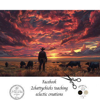 Papier Mousseline Western Sky Cowboy Trail Ride Decoupage