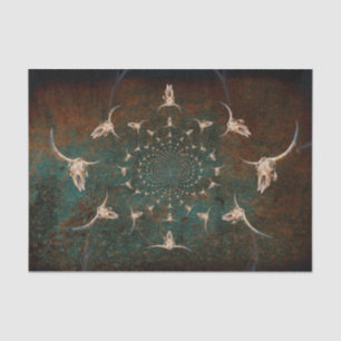 Papier Mousseline Western Vintage Turquoise Texture Taureau