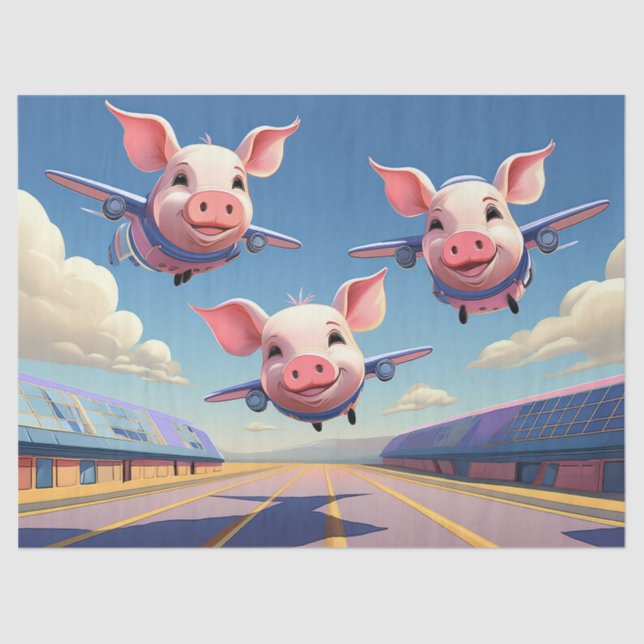 Papier Mousseline When Pigs Fly Funny Airplane Pigs (Recto)