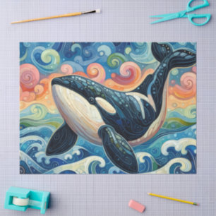Papier Mousseline Whimsal Orca Whale Beach Découpage côtière
