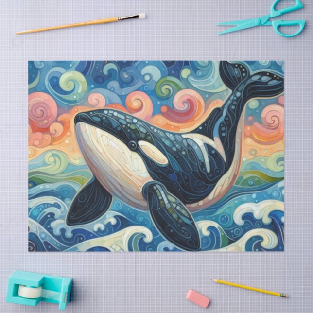 Papier Mousseline Whimsal Orca Whale Beach Découpage côtière (Artisanat)