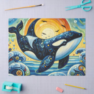 Papier Mousseline Whimsal Orca Whale Beach Découpage côtière