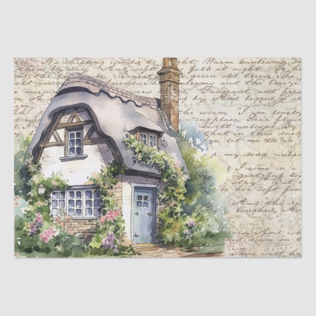 Papier Mousseline Whimsical Anglais Chalet Ancienne Lettre (Recto)