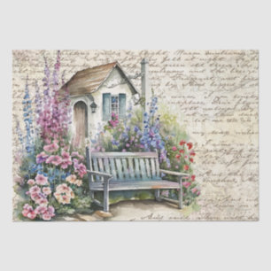 Papier Mousseline Whimsical Anglais Cottage Flower Garden Old Letter