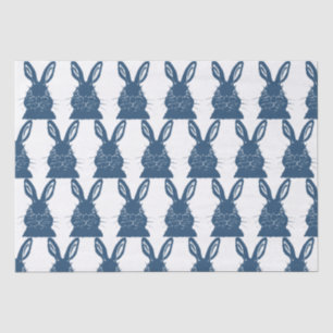 Papier Mousseline Whimsical Blue & White Bunny Rabbit Motif de Pâque