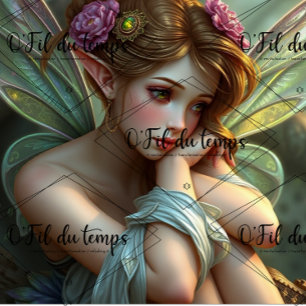 Papier Mousseline Whimsical Child Fairy - Decoupage Paper