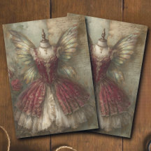 Whimsical Fairy Crimson Ballet Costume Decoupage